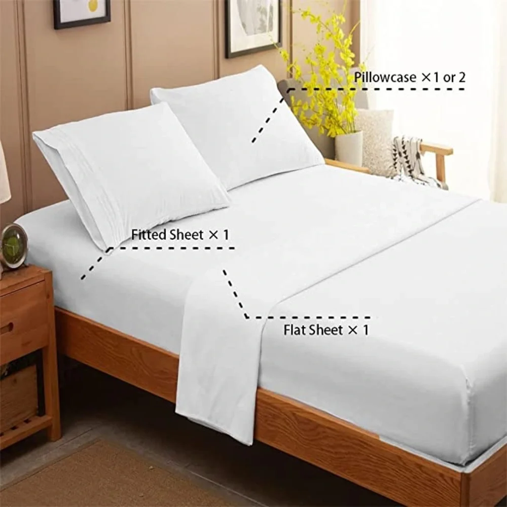 Bed Sheet Set (White, Full) - Picture 8 of 13